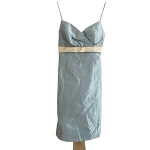 JENNY YOO Collection Blue with Champagne Sash Tie Empire Waist Silk - Sz 2